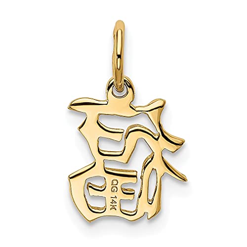 IceCarats 14K Yellow Gold Chinese Symbol Good Luck Necklace Charm Pendant 17mm x 10mm Only