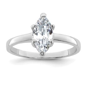 925 Sterling Silver Solitaire Marquise Cubic Zirconia CZ Engagement Ring Size 7