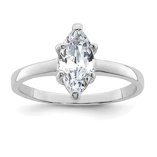 925 Sterling Silver Solitaire Marquise Cubic Zirconia CZ Engagement Ring Size 7