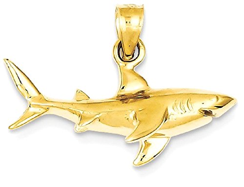 IceCarats 14K Yellow Gold Shark Necklace Charm Pendant 32mm x 24mm Only