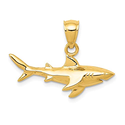 IceCarats 14K Yellow Gold Shark Necklace Charm Pendant 32mm x 24mm Only