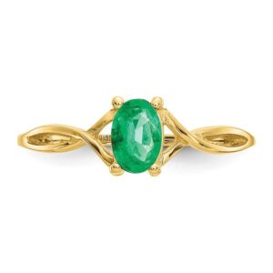 IceCarats 14K Yellow Gold Green Emerald Ring Gemstone Band May Birthstone Jewelry Size 7.00