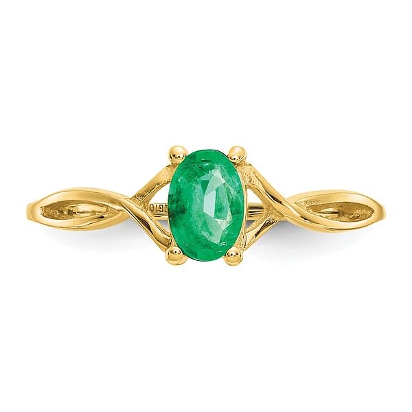 IceCarats 14K Yellow Gold Green Emerald Ring Gemstone Band May Birthstone Jewelry Size 7.00