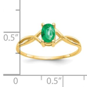 IceCarats 14K Yellow Gold Green Emerald Ring Gemstone Band May Birthstone Jewelry Size 7.00