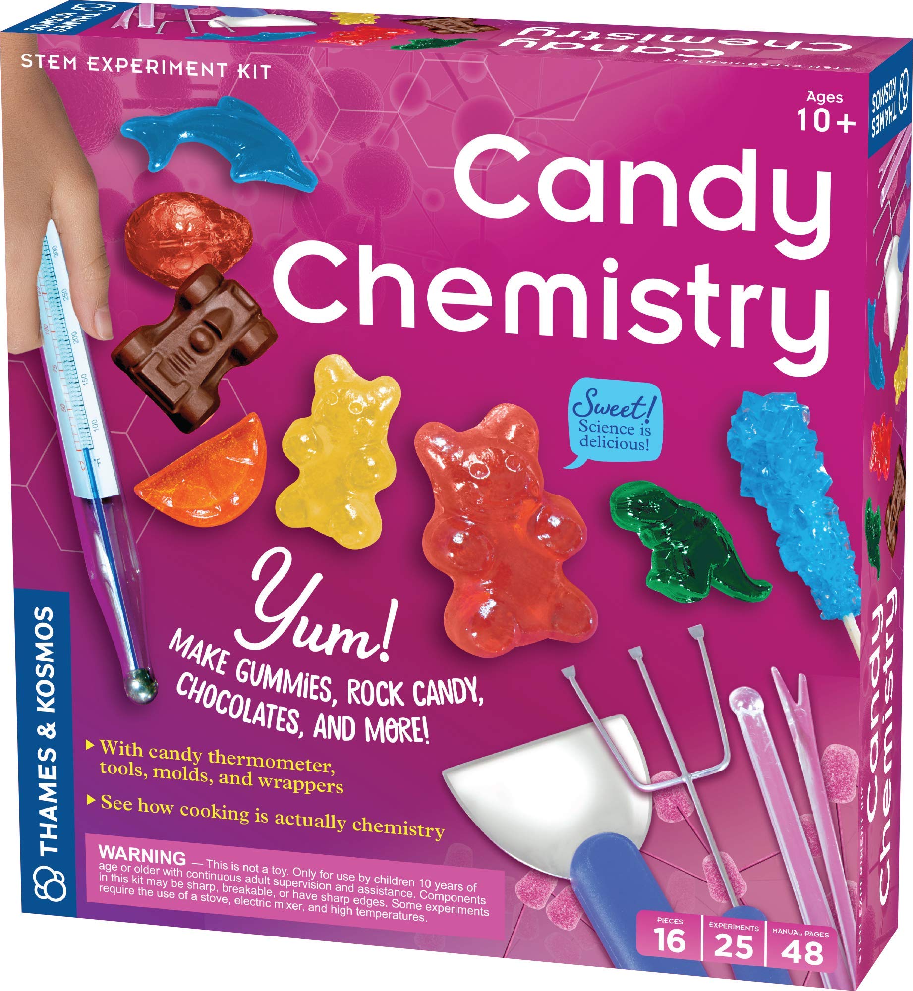 Thames & Kosmos Candy Chemistry | Science Kit | Rock Candy, Chocolates, Gummy Bears, Wintergreen Candies | 48 Page Full-Color Manual | Ages 10+ | Learn Chemistry, Have Fun | Cooking Science