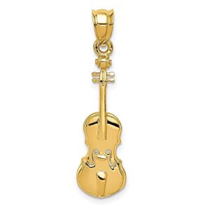 IceCarats 14K Yellow Gold Violin Necklace Charm Pendant Only