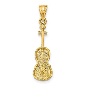 IceCarats 14K Yellow Gold Violin Necklace Charm Pendant Only