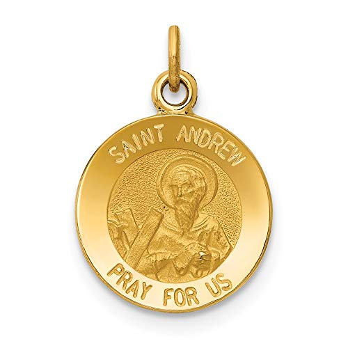 IceCarats 14K Yellow Gold Saint Andrew Medal Necklace Charm Pendant 17.5mm x 12mm Only