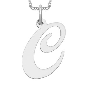 14k white gold large dainty letter c initial name monogram necklace charm pendant only