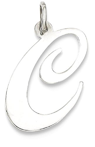 14K White Gold Large Dainty Letter C Initial Name Monogram Necklace Charm Pendant Only