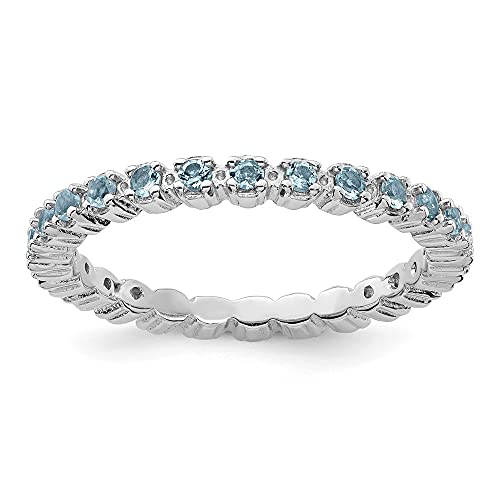 IceCarats 925 Sterling Silver Blue Aquamarine Stackable Ring Gemstone Band March Birthstone Jewelry Size 6.00