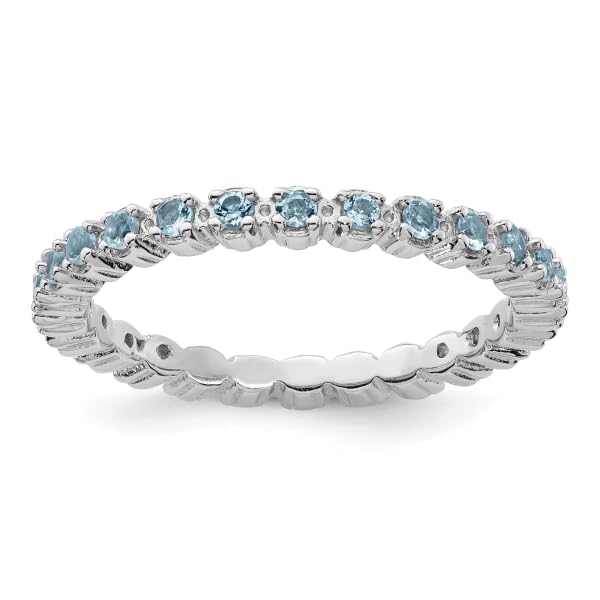 IceCarats 925 Sterling Silver Blue Aquamarine Stackable Ring Gemstone Band March Birthstone Jewelry Size 6.00