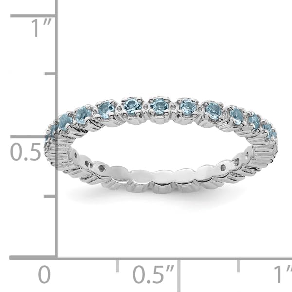 IceCarats 925 Sterling Silver Blue Aquamarine Stackable Ring Gemstone Band March Birthstone Jewelry Size 6.00