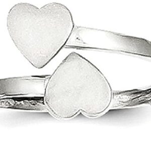 IceCarats 14K White Gold Double Heart Love Ring