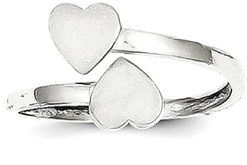 IceCarats 14K White Gold Double Heart Love Ring