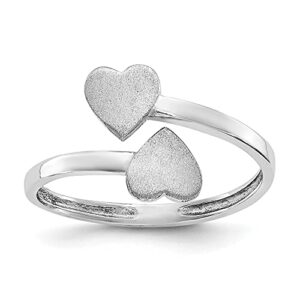 IceCarats 14K White Gold Double Heart Love Ring