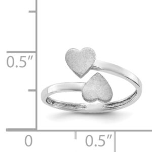 IceCarats 14K White Gold Double Heart Love Ring