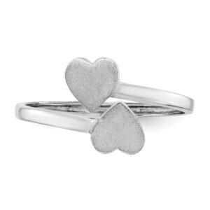 IceCarats 14K White Gold Double Heart Love Ring