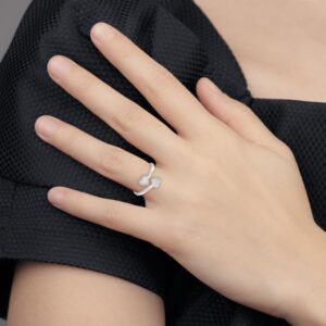 IceCarats 14K White Gold Double Heart Love Ring