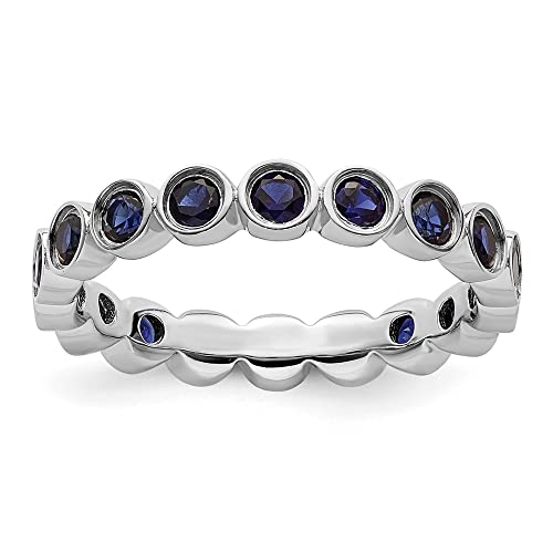 IceCarats 925 Sterling Silver Created Blue Sapphire Stackable Ring Gemstone Band September Birthstone Jewelry Size 6.00