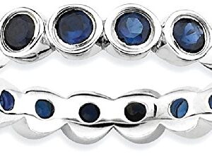 IceCarats 925 Sterling Silver Created Blue Sapphire Stackable Ring Gemstone Band September Birthstone Jewelry Size 6.00