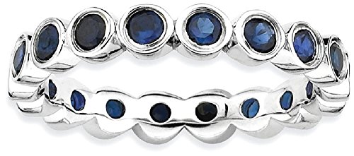 IceCarats 925 Sterling Silver Created Blue Sapphire Stackable Ring Gemstone Band September Birthstone Jewelry Size 6.00