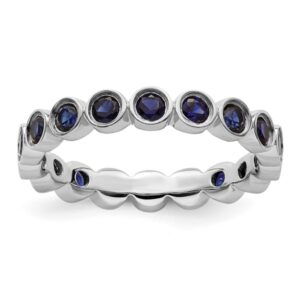 IceCarats 925 Sterling Silver Created Blue Sapphire Stackable Ring Gemstone Band September Birthstone Jewelry Size 6.00