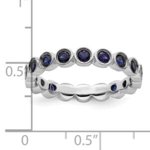 IceCarats 925 Sterling Silver Created Blue Sapphire Stackable Ring Gemstone Band September Birthstone Jewelry Size 6.00