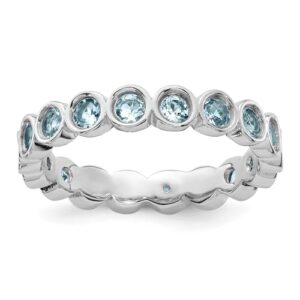 icecarats 925 sterling silver blue aquamarine stackable ring gemstone band march birthstone jewelry size 8.00