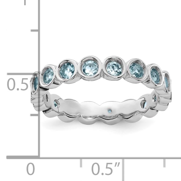 IceCarats 925 Sterling Silver Blue Aquamarine Stackable Ring Gemstone Band March Birthstone Jewelry Size 8.00