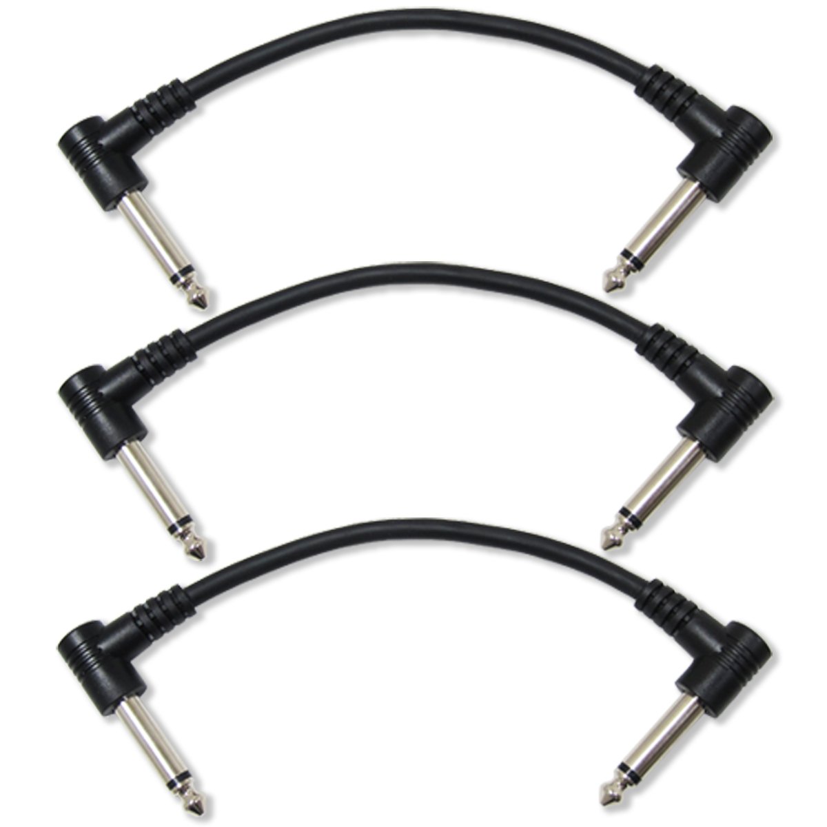 GLS Audio 6 Inch Patch Cable Cords (0.5 feet) - Right Angle 1/4" TS to Right Angled 1/4" TS Pedal Board Cables - 6" Mono Pedalboard Cord & Instrument Cable - 3 Pack