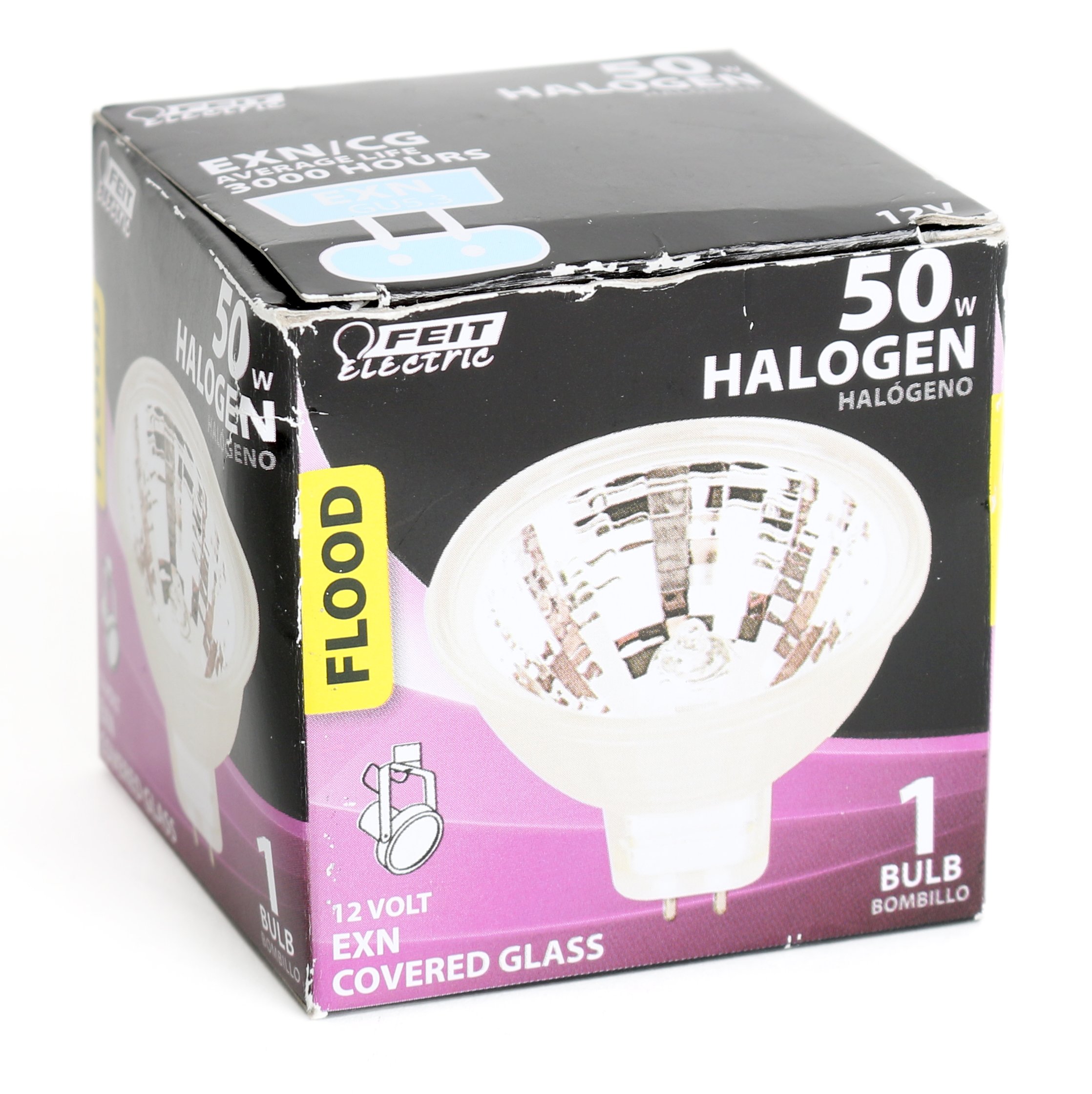 Feit Electric EXN/CG 50-Watt Halogen MR16 Bulb, 2800K Warm White, 2" H x 2" D