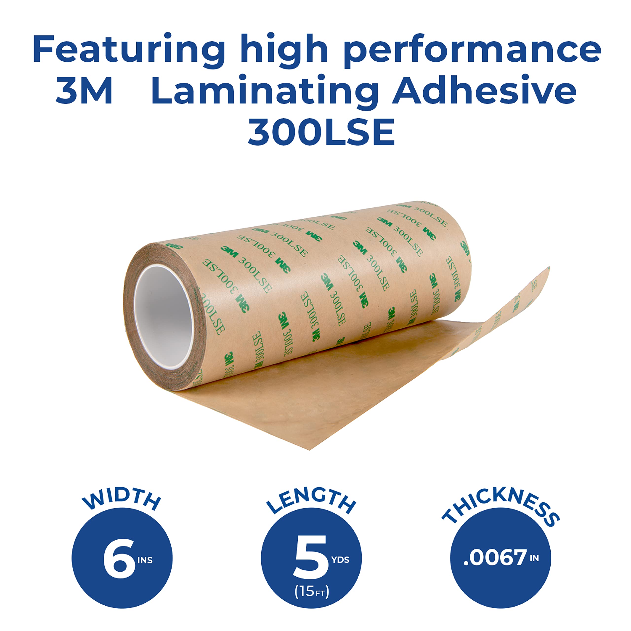 3M 9495LE Adhesive Transfer Tape - 6 in. x 15 ft. Double Coated Polyester Tape Roll with 300LSE Laminating Adhesive. Sealants and Adhesives