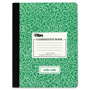 TOPS Composition Book, Wide/Legal Rule, Randomly Assorted Marble Cover, (100) 9.75 x 7.5 Sheets