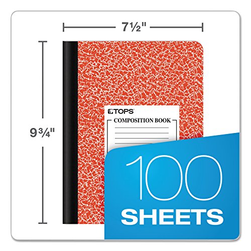 TOPS Composition Book, Wide/Legal Rule, Randomly Assorted Marble Cover, (100) 9.75 x 7.5 Sheets