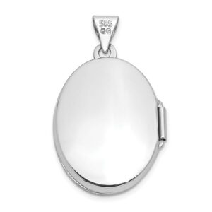 IceCarats 14K White Gold Oval Flower Personalized Photo Locket Necklace Charm Pendant 28.1mm x 17mm Only