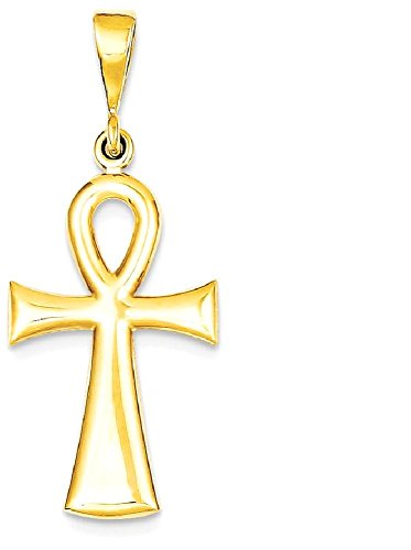 14k Yellow Gold Egyptian Ankh Cross Symbol Of Life Ancient Necklace Charm Pendant Religious Fine Jewelry For Women Gifts For Her