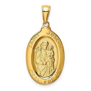 icecarats 14k yellow gold saint joseph medal necklace charm pendant only