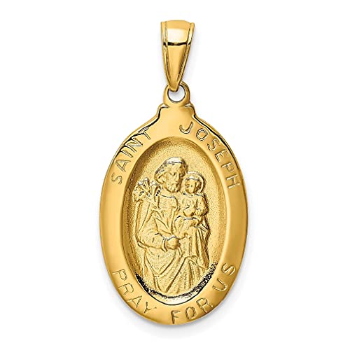 IceCarats 14K Yellow Gold Saint Joseph Medal Necklace Charm Pendant Only