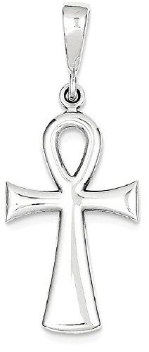 IceCarats 14K White Gold Egyptian Ankh Holy Cross Symbol of Life Ancient Necklace Religious Pendant Jesus Christ Charm 36mm x 15mm Only