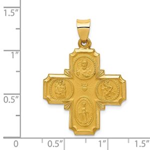 IceCarats 14K Yellow Gold Four Way Holy Cross Religious Medal Necklace Christian Pendant Scapular Charm 34mm x 24.5mm Only