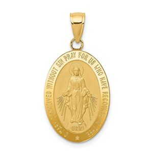 icecarats 14k yellow gold our lady of miraculous medal blessed virgin mary necklace charm pendant 29mm x 14.5mm only