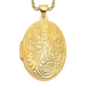 icecarats 14k yellow gold oval personalized photo locket necklace charm pendant 33.5mm x 19.65mm only