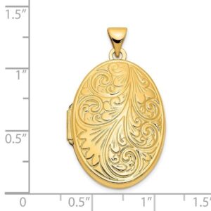 IceCarats 14K Yellow Gold Oval Personalized Photo Locket Necklace Charm Pendant 33.5mm x 19.65mm Only