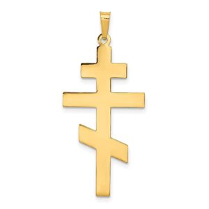 icecarats 14k yellow gold eastern orthodox holy cross necklace religious pendant jesus christ charm 38mm x 19mm only