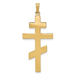 IceCarats 14K Yellow Gold Eastern Orthodox Holy Cross Necklace Religious Pendant Jesus Christ Charm 38mm x 19mm Only