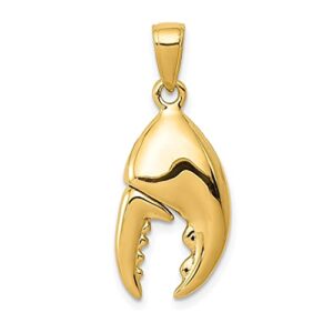 IceCarats 14K Yellow Gold Dangling Stone Crab Claw Necklace Charm Pendant Only