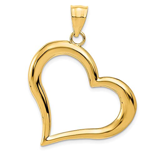 IceCarats 14K Yellow Gold Dangling Heart Necklace Love Pendant Charm Only