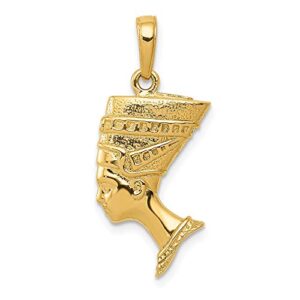 IceCarats 14K Yellow Gold Queen Nefertiti Necklace Egyptian Goddess Pendant African Charm 28mm x 14mm Only