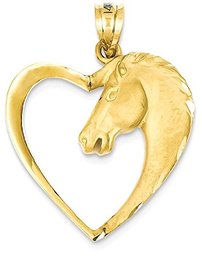 IceCarats 14K Yellow Gold Horse Head Necklace Animal Lover Pendant Equestrian Charm Only